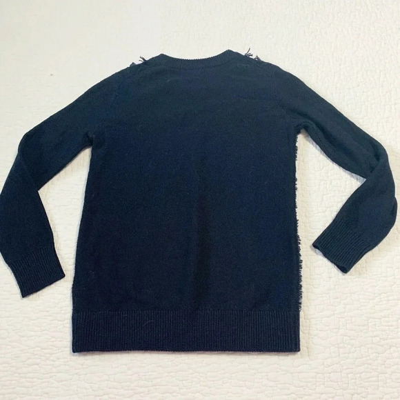 J.Crew Navy Blue Cable Crewneck Fringe Sweater - Picture 5 of 5